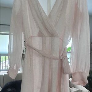 Elegant Pink Wrap Blouse